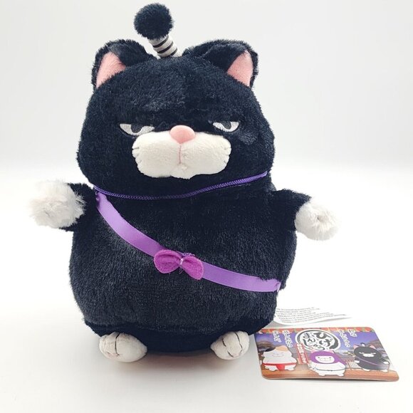 Amuse Kuromame Samurai Cat Plush Toy Stuffed Animal Black 8 in - Picture 1 of 9
